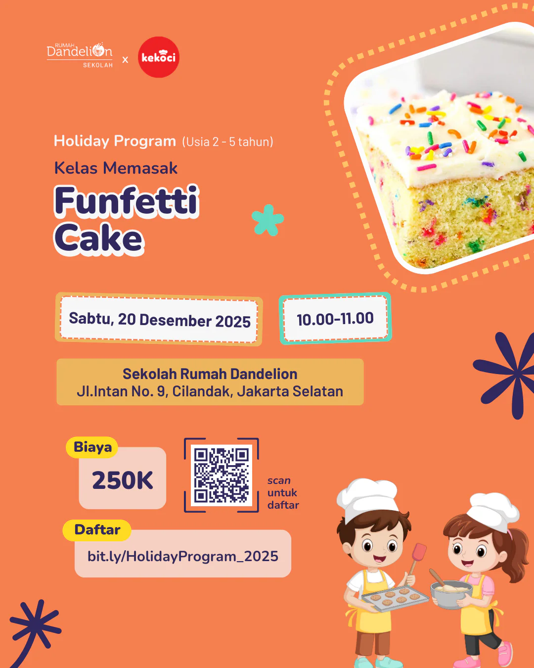 Poster Kelas Memasak Funfetti Cake bersama Kekoci