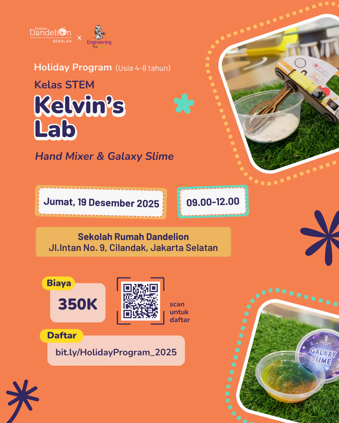 Poster Kelas STEM Kelvin's Lab bersama Engineering for Kids